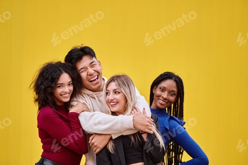 Preview: Happy multi-ethnic friends posing together.