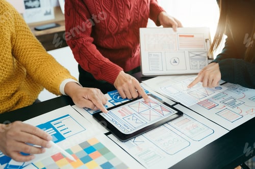 Preview: ui designer brainstorming about mobile app interface wireframe design
