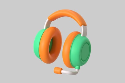 Preview: Headphones with microphone in orange and green.