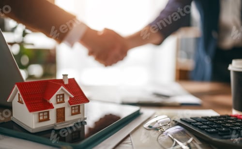 Preview: Real Estate Deal Closing with Handshake and Model House