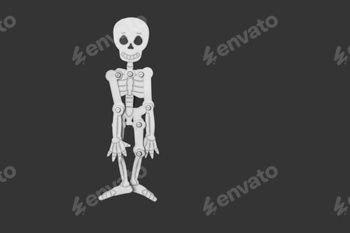 Preview: Funny skeletons on a dark background. Halloween skeleton with copy space. Modern Halloween or Day of