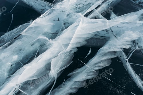 Preview: Close up of ice layer over twigs of trees, Russia, Lake Baikal