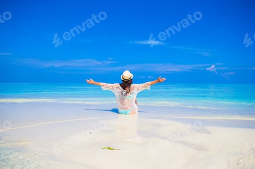 Preview: Young woman enjoy tropical beach vacation