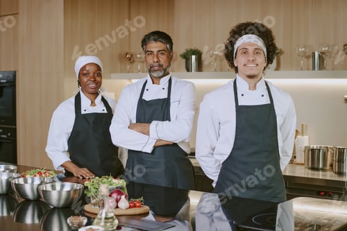 Preview: Portrait of Biracial Cooking Team