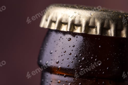Preview: Detail of closed cold beer bottle
