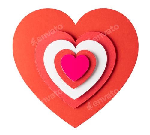 Preview: Red and white paper hearts showing love and romance