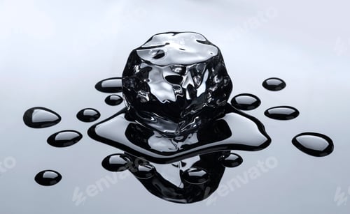 Preview: Melting ice cube on black background