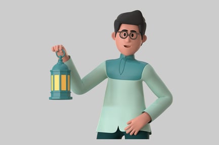 Preview: Cartoon Man with Lantern