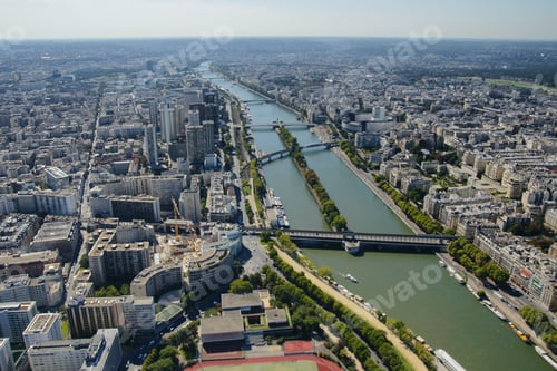 Preview: An aerial view from the top of Effeil tower towards the Trocadero Park.
