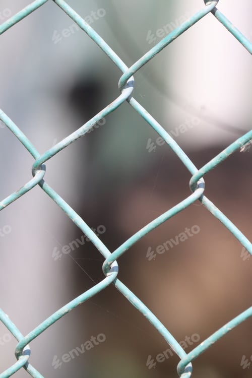 Preview: Close-up shot of a chain-link fence against a blurry background