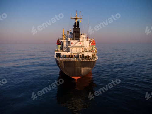 Preview: Large general cargo ship tanker bulk carrier, Top down aerial view.