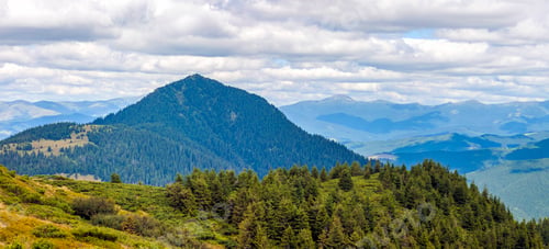 Preview: Panorama of Carpathian mountains in summer sunny day