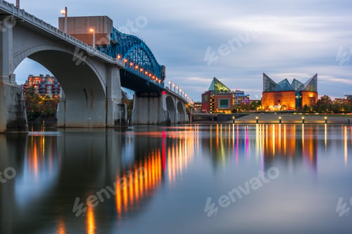 Preview: Chattanooga, Tennessee, USA downtown skyline on the Tennessee River