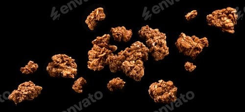 Preview: Chocolate granola, crunchy muesli on black background