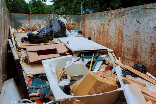 Preview: Recycling container trash Over flowing Dumpsters being with garbage