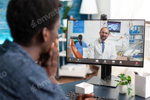 Preview: Online healthcare checkup of african american guy