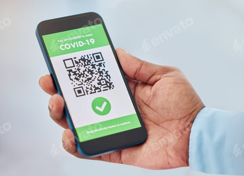 Preview: Covid, vaccination and mobile certificate for travel, trip or medical certification on a phone. Tec