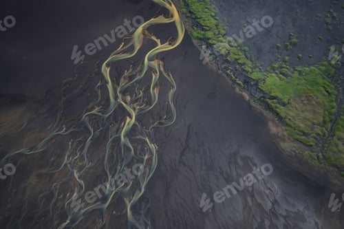 Preview: Aerial view of Glacier rivers in Iceland