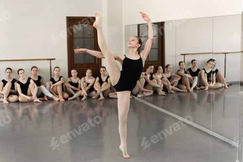 Preview: Young beautiful ballerina in a dance school performs