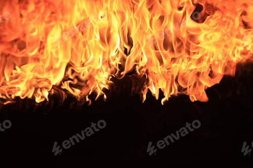 Preview: Blazing flames on black background