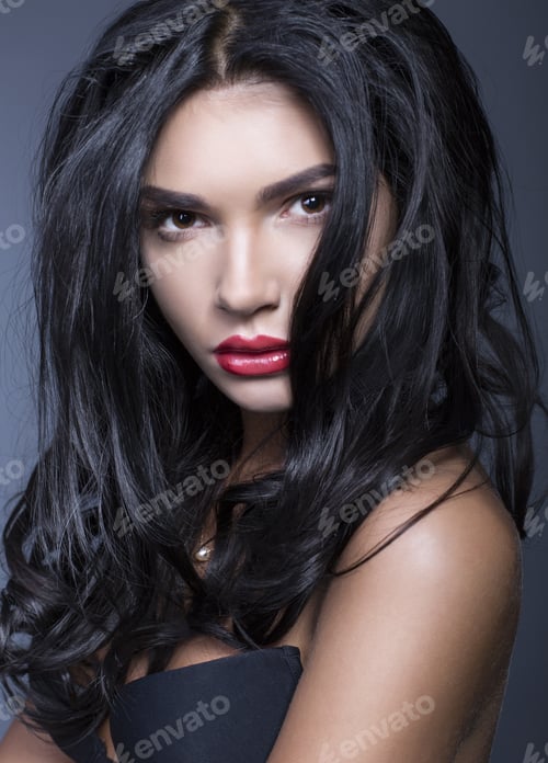 Preview: Portrait Of Beautiful Girl With Black Hair