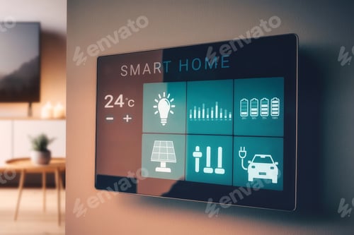 Preview: smart screen with smart home with modern living room