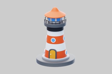 Preview: Cartoon coastal lighthouse illustration