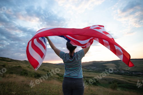 Preview: Woman with USA flag.