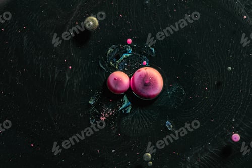 Preview: Contrast macro abstraction of bubbles in water. Space macro photo.