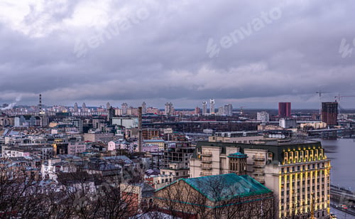 Preview: Landscape of a large industrial city in cloudy weather.
