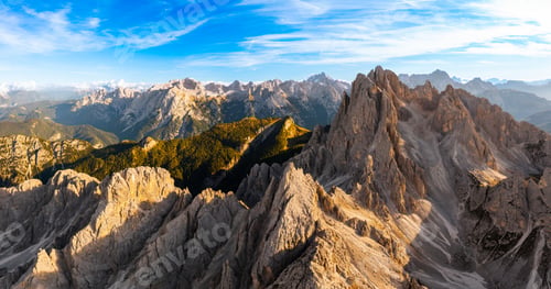 Preview: Sunny Three Peaks of Lavaredo under clear sky at sunset