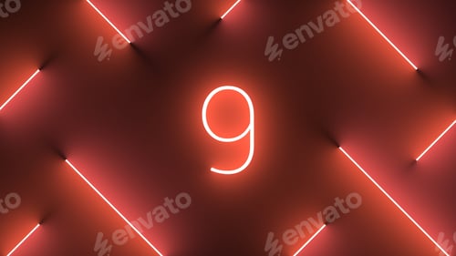 Preview: Digital render of neon illuminated lines around an illuminated number 9 sign