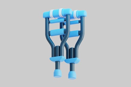 Preview: Blue crutch with adjustable height feature