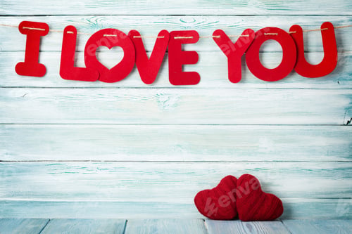 Preview: Valentines day greeting card with I love you words
