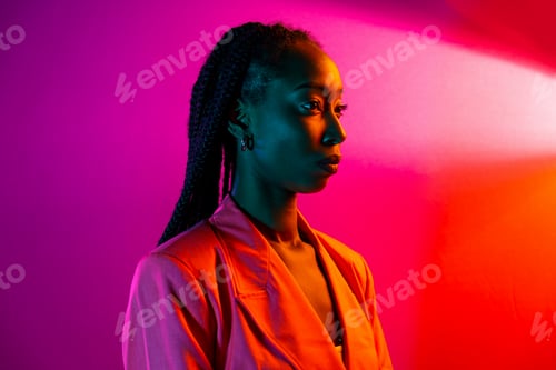 Preview: Beautiful afro woman with pigtails and stylish clothes
