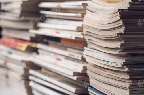 Preview: Stacks of magazines close up
