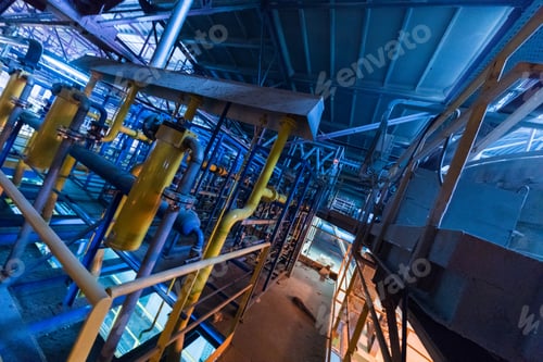 Preview: Fiberglass production industry equipment at manufacture background