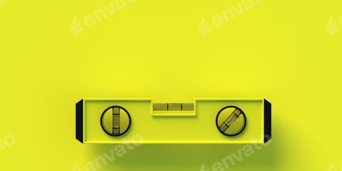 Preview: Spirit bubble level isolated on yellow background. 3d illustration