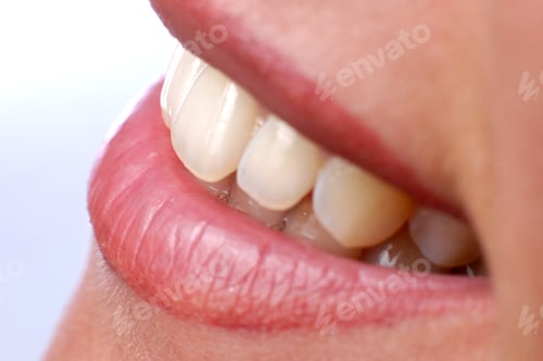 Preview: Perfect natural smiled lips makeup close-up