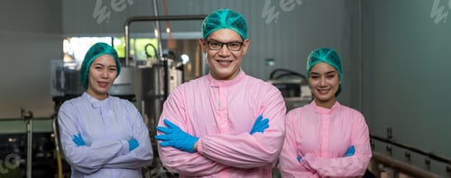 Preview: Worker Checking quality or checking stock of glass bottle in beverage factory