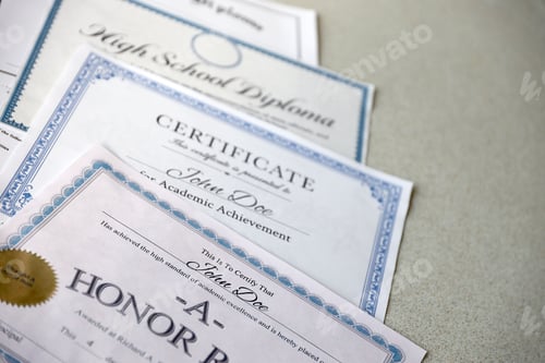 Preview: A honor roll recognition, certificate of achievement and high school diploma