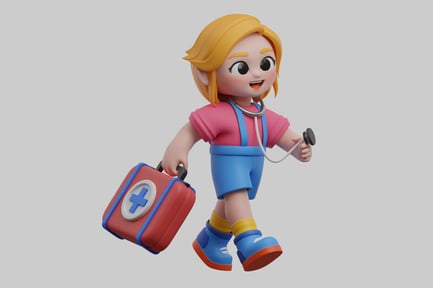 Preview: Cartoon girl doctor with kit