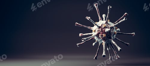 Preview: Virus Molecule on Dark Background, Microscopic Render