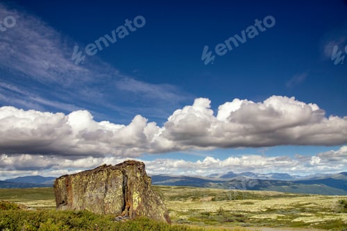Preview: Giant rock on a Norwegian mountain plateau near Lesja