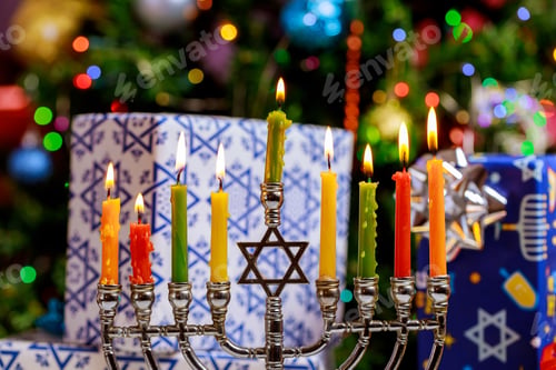 Preview: Jewish holiday hannukah symbols - menorah