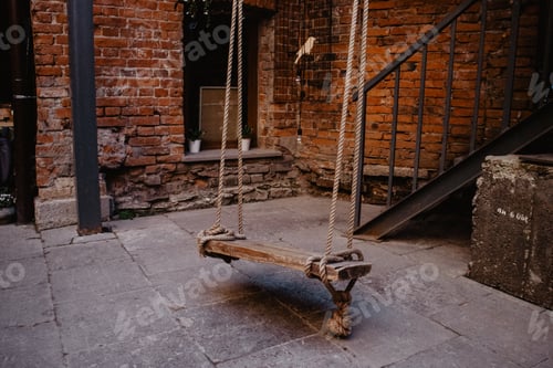 Preview: empty rustic swing