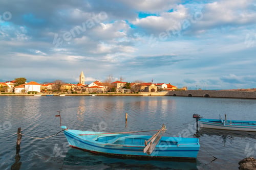 Preview: Beautiful view of Nin town with moored boats, Dalmatia, Croatia