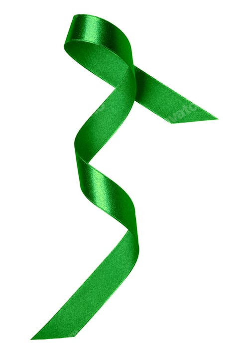Preview: Shiny satin ribbon in green color isolated on white background