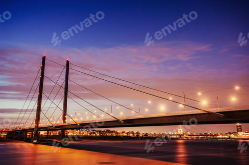 Preview: Night city landscape Dyusildorf. Media harbor. Germany