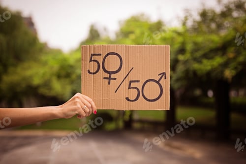 Preview: Equal Rights Sign on Cardboard Outdoors